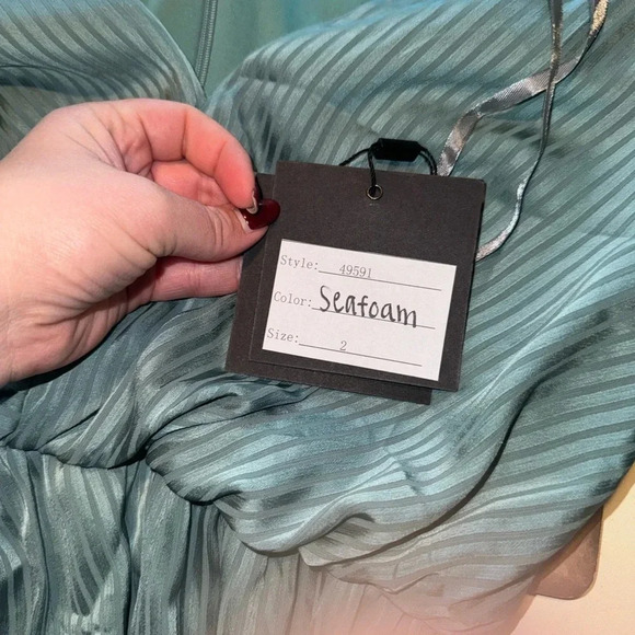 Ieena Mac Duggal Midi Seafoam Green Dress 2 - Picture 5 of 6